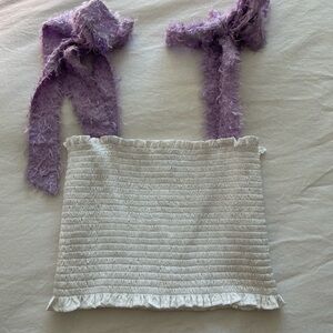 White and Purple Women's Crop Top